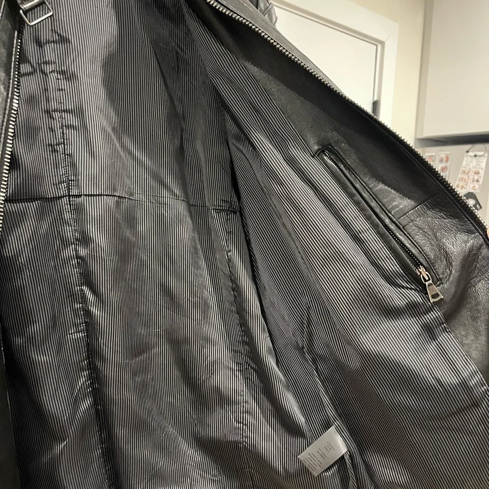John Varvatos Dark Leather Jacket - Picture 4 of 8